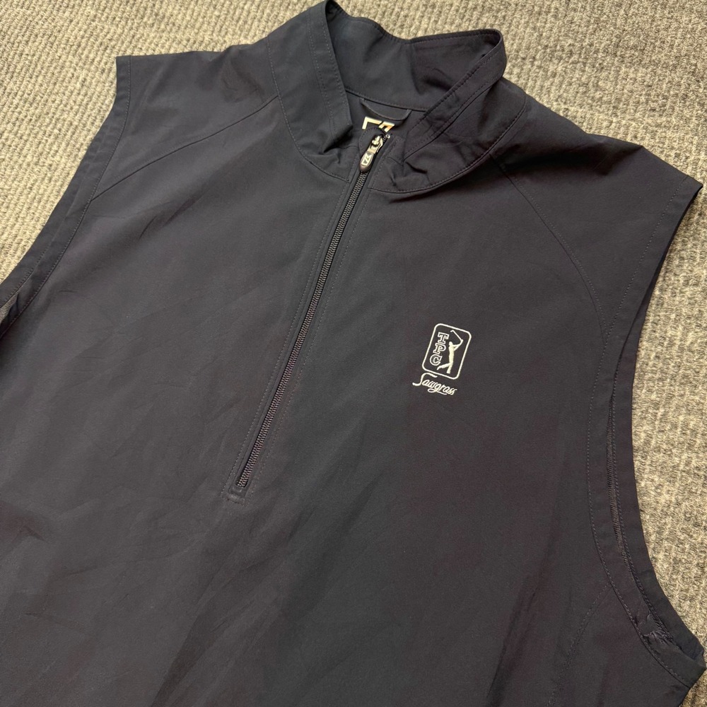Cutter & Buck Mens XXL Navy Blue TPC Sawgrass WeatherTec Golf Vest 1/2 Zip